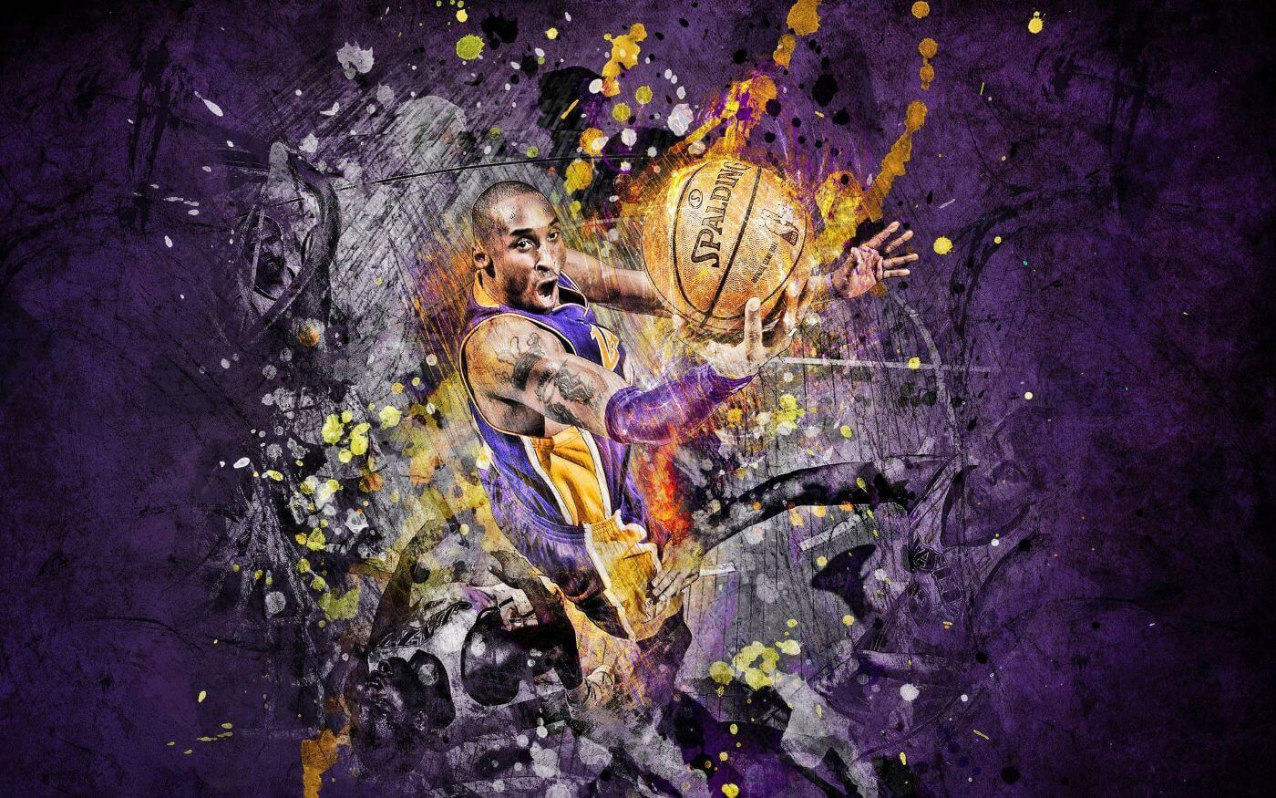 Kobe Bryant - LA Lakers Purple Gold - NBA Basketball Great Poster