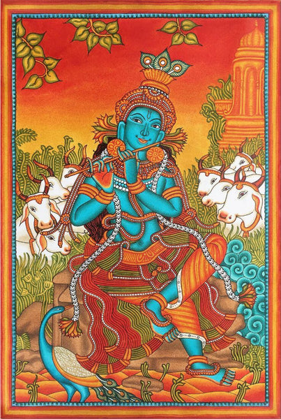 Krishna  - Kerala Mural Painting - Indian Folk Art - Posters