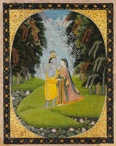 Krishna And Radha - Guler School - 1840 Vintage Indian Painting - Art Prints