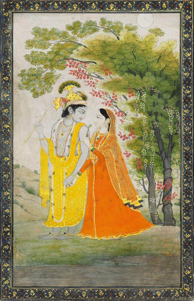 Krishna And Radha - Kangra Punjab School c1810 - Century Vintage Indian Painting - Framed Prints