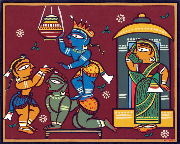 Krishna Maakhan Chor - Jamini Roy - Bengal School Art Painting - Art Prints