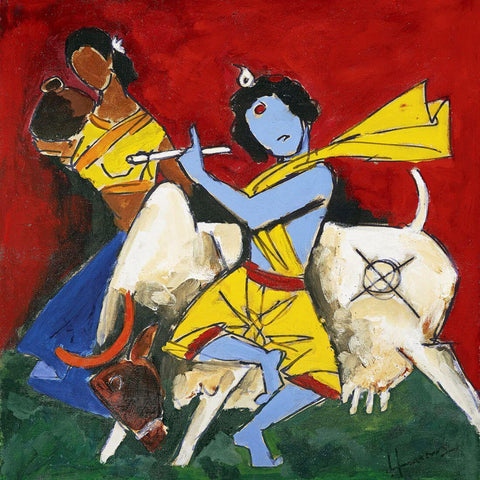 Krishna The Cowherd - Maqbool Fida Husain - Art Prints