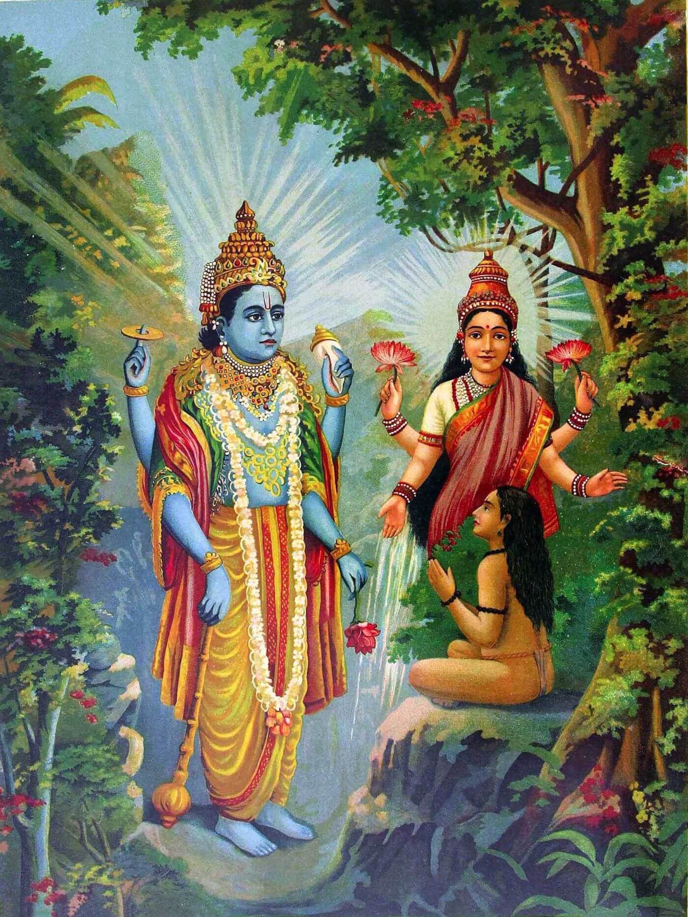 Goddess Lakshmi Raja Ravi Varma Canvas Painting Canvas Roll