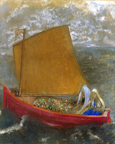 La Voile jaune (The Yellow Sail) - Canvas Prints by Odilon Redon
