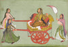 Lady In A Chariot - Bundi School - C.1780 - Vintage Indian Miniature Art Painting - Life Size Posters