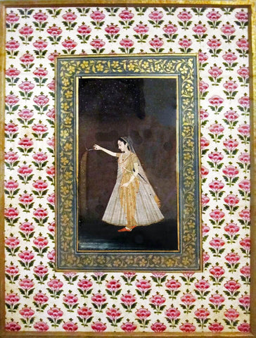 Lady Holding A Sparkler - ShahJahan c1660 - Vintage Indian Art Painting - Life Size Posters by Tallenge Store