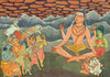 Lord Shiva And His Family With Worshippers - Indian Spiritual Religious Art Painting - Large Art Prints