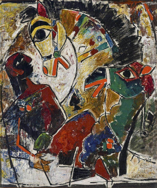 Man Horse And Camel - M F Husain - Figurative Painting - Posters