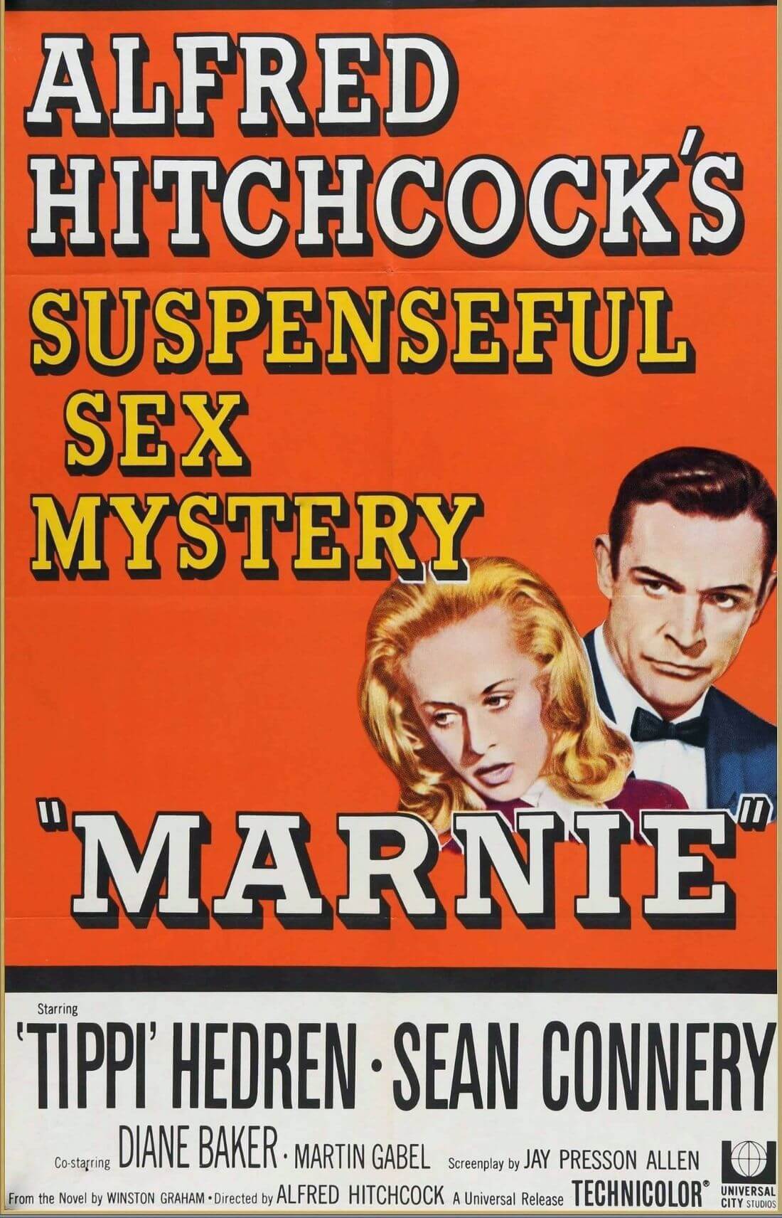 Marnie - Sean Connery - Alfred Hitchcock - Classic Hollywood Suspense Movie  Poster - Art Prints