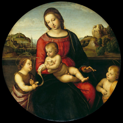Mary with the Child, John the Baptist and a Holy Boy - Canvas Prints by Raphael