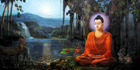 Meditating Buddha Painting - Canvas Prints by Raghuraman