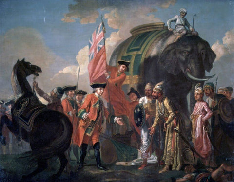 Meeting of Mir Jafar and Robert Clive after the Battle of Plassey - Francis Hayman c 1762 - Vintage Orientalist Painting of India by Francis Hayman