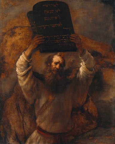 Moses with the Ten Commandments - Canvas Prints by Rembrandt