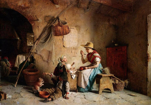 Mother And Child - Gaetano Chierici - Genre Painting - Large Art Prints