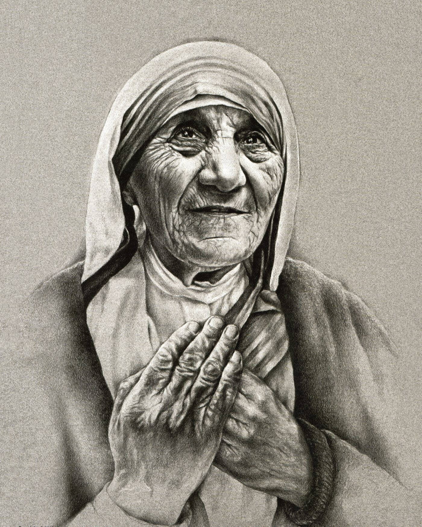 mother teresa Drawing by dinesh kumar majumdar | Saatchi Art