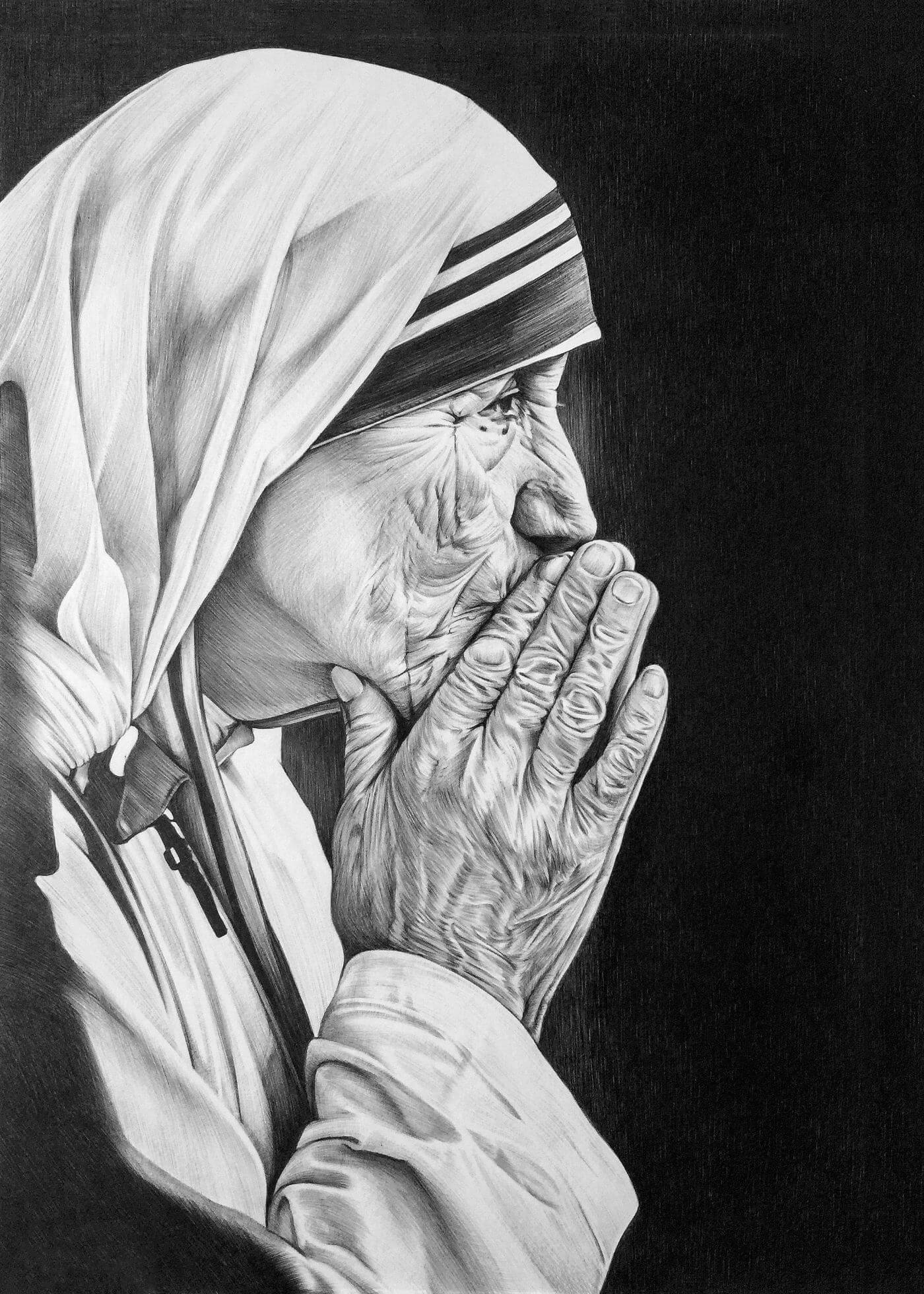 Sacred Art I Thirst for You  drawing St Teresa of Calcutta Mother Teresa 