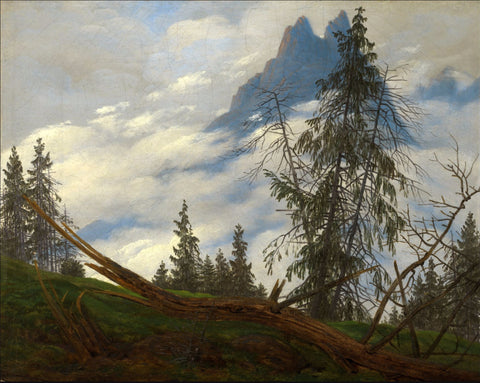 Mountain Peak with Drifting Clouds - Canvas Prints by Caspar David Friedrich