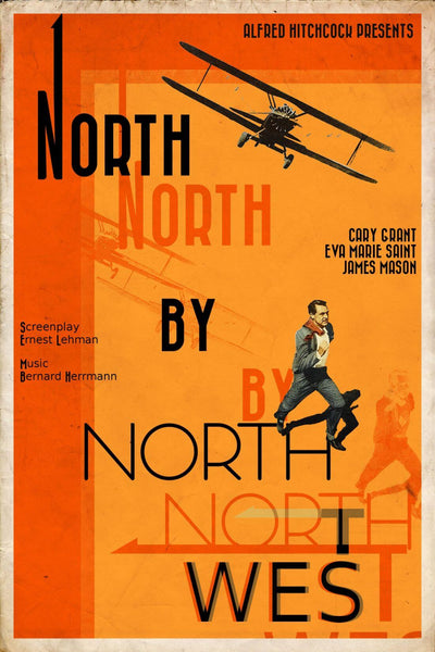 North By North West - Cary Grant - Alfred Hitchcock - Classic Hollywood Movie Poster - Life Size Posters