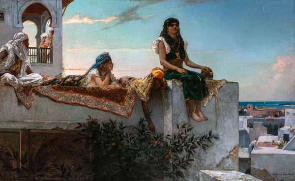 On A Terrace In Morocco - Benjamin Jean Joseph Constant - Orientalist Art Painting - Life Size Posters
