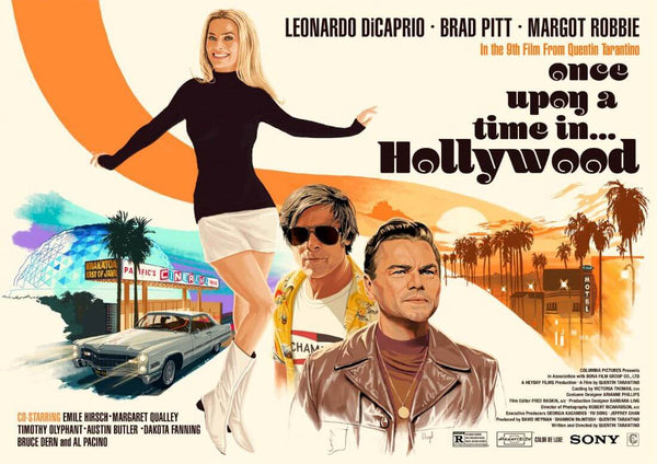 Once Upon A Time In  Hollywood - Leonardo DeCaprio - Quentin Tarantino - Hollywood English Movie Poster - Art Prints