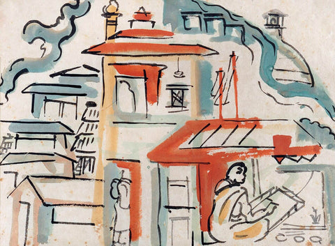 Patna - Benode Behari Mukherjee - Bengal School Indian Painting - Life Size Posters by Benode Behari Mukherjee