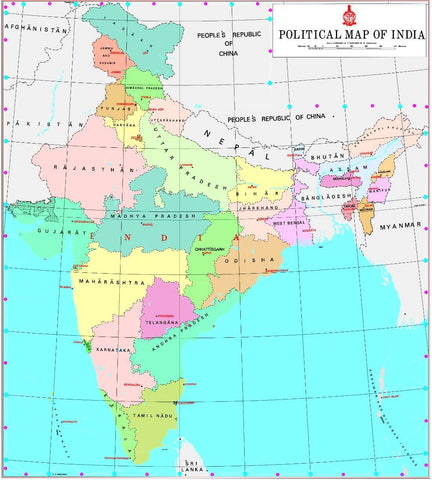 Political Map Of India - States And Capitals - Life Size Posters By ...