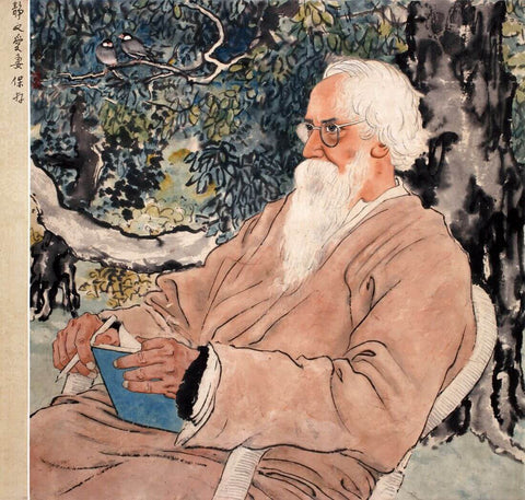 Portrait Of Rabindranath Tagore - Xu Beihong - Chinese Master - Posters by Xu Beihong