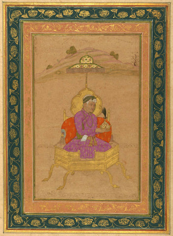 Portrait Of The Emperor Akbar - 12Th Century Ah/Ad 18Th Century -Vintage Indian Miniature Art Painting - Posters by Miniature Vintage