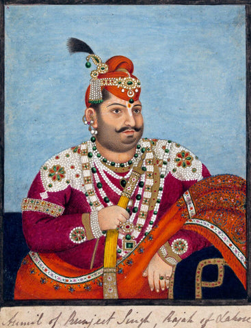 Portrait Of Ranjeet Singh - Ruler Of Lahore - Vintage Indian Royalty Painting - Posters by Royal Portraits