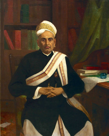 Portrait Of Shungrasoobyer Avergal, Dewan Of Travancore - Raja Ravi Varma - Vintage Indian Royalty Painting - Posters by Royal Portraits