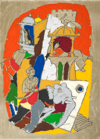 Princely Jaisalmer - M F Husain - Indian Masters Painting - Life Size Posters by M F Husain