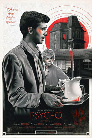 Psycho - Anthony Perkins - Alfred Hitchcock Classic Horror Suspense Movie - Hollywood Movie Art Poster - Framed Prints