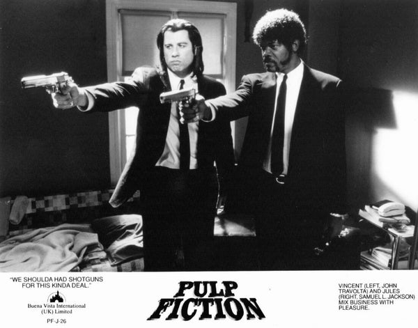 Pulp Fiction - John Travolta And Samuel L Jackson- Movie Still 1 - Framed Prints