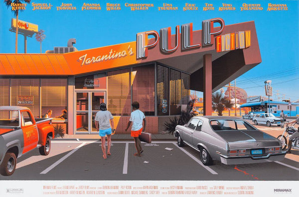 Pulp Fiction - John Travolta And Samuel L Jackson At The Diner - Hollywood Movie Graphic Art Poster - Life Size Posters