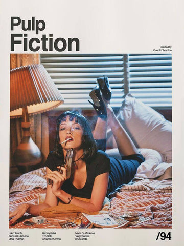 Pulp Fiction - Uma Thurman - Quentin Tarantino - Hollywood Movie Art Poster - Framed Prints