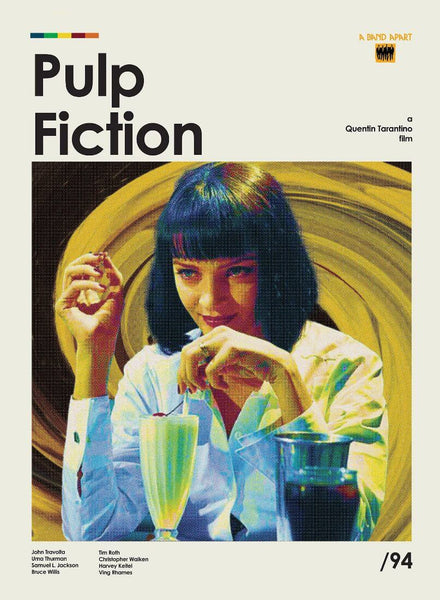 Pulp Fiction - Uma Thurman Drinking Milkshake - Quentin Tarantino - Hollywood Movie Art Poster - Posters