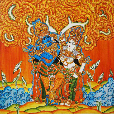 Radha Krishna - Kerala Mural Painting - Art Prints