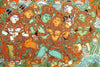 Radha Krishna On A Swing  - Kerala Mural Painting - Indian Folk Art - Canvas Prints