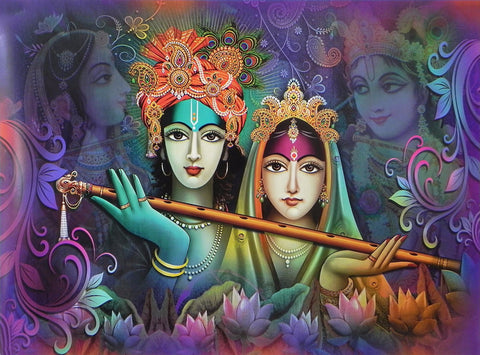 Radha Krishna - Spiritual Love - Canvas Prints by Raghuraman