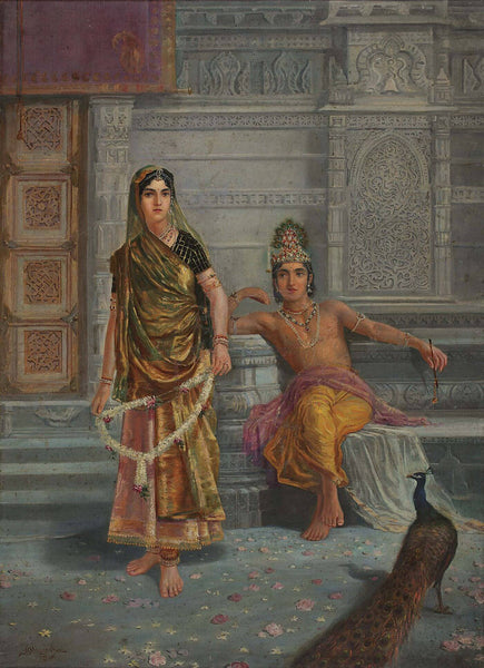 Radha and Krishna - M V Dhurandhar - Indian Masters Painting - Framed Prints