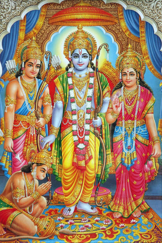 Ram Darbar - Ram Laxman Sita and Hanuman - Ramayan Art Painting Poster - Canvas Prints by Kritanta Vala