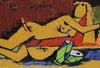 Reclining Musician - Maqbool Fida Husain Painting - Framed Prints