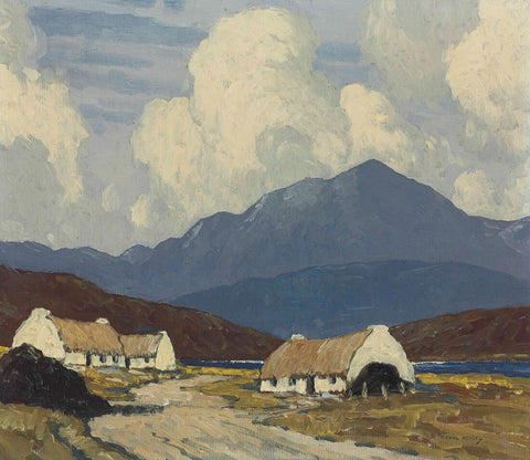 Roadside Cottages Below Mweelrea Mountain - Paul Henry RHA - Irish Master - Landscape Painting - Canvas Prints