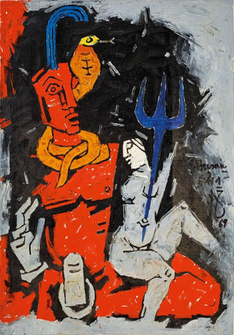 Shiva Parvati - Maqbool Fida Husain  Painting by M F Husain