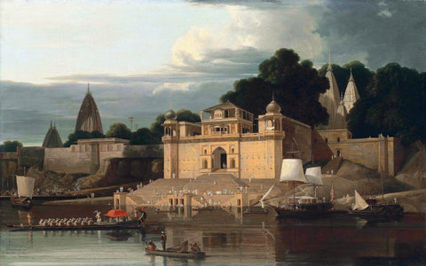 Shivala Ghat Benares - William Daniell - Vintage Orientalist Aquatint of India - Life Size Posters by William Daniell
