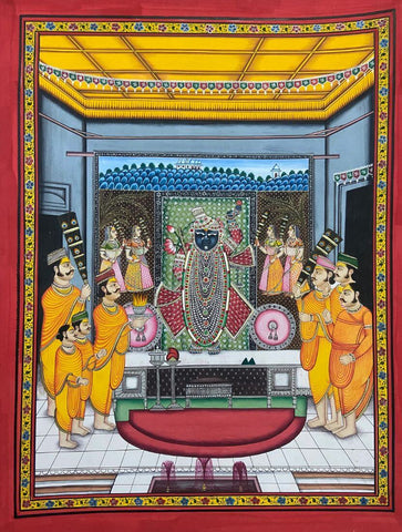 Shrinathji Darshan - Kirshna Pichwai Painting - Life Size Posters by Pichwai Art