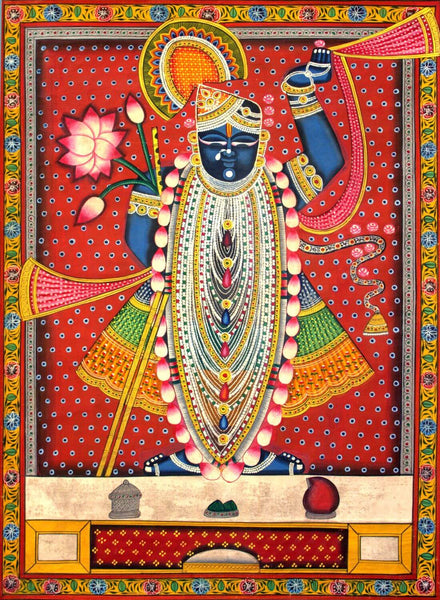 Shrinathji Rajbhog Swaroop - Pichwai Krishna Painting Canvas Print Rolled • 18x24 inches (On Sale 25% OFF)