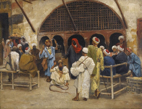 Snake Charmers - Ludwig Deutsch - Middle Eastern Orientalism Art Painting - Large Art Prints