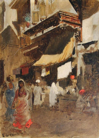 Street Scene In Bombay - Canvas Prints by Edwin Lord Weeks