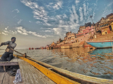 Boatman In Varanasi - Large Art Prints by Jeffry Juel
